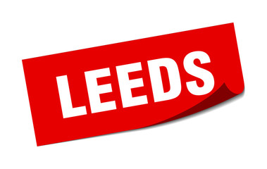 Leeds sticker. Leeds red square peeler sign