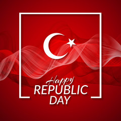Happy Republic Day October 29 National Day of Turkey Month and star on the background of the national flag of Turkey pattern with smooth red lines Abstract background Vector