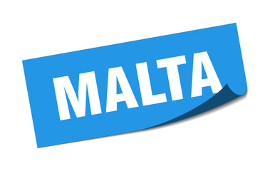 Malta sticker. Malta blue square peeler sign