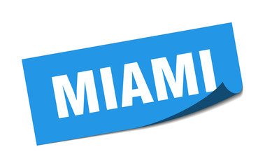 Miami sticker. Miami blue square peeler sign