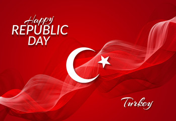Happy Republic Day October 29 National Day of Turkey Month and star on the background of the national flag of Turkey Abstract red background Vector
