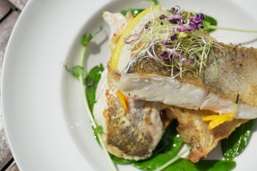 Seafood on a restaurant table