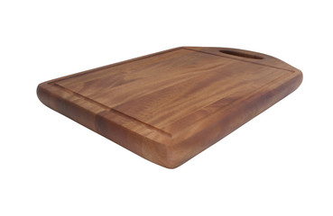 Dark wooden kitchen board isolated on white background