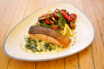 Seafood on a restaurant table