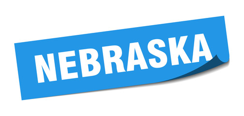 Nebraska sticker. Nebraska blue square peeler sign