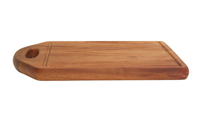 Wooden cutting board isolated on white background
