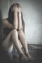 despair rape victim waiting for help, Stop sexual harassment and violence against women, rape and...