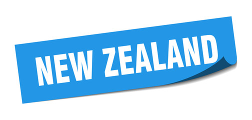 New Zealand sticker. New Zealand blue square peeler sign