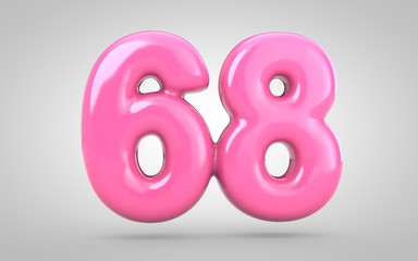 Bubble Gum number 68 isolated on white background.