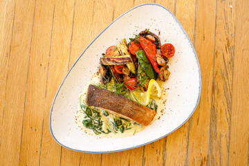 Seafood on a restaurant table