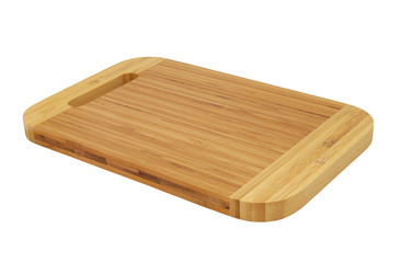Bamboo chopping board isolated on white background
