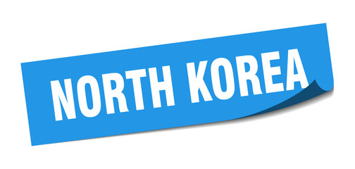 North Korea sticker. North Korea blue square peeler sign