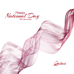 Template with colors of the national flag of Qatar with the text of Happy National Day and Independence Day Qatar For greeting card banner sticker on holiday Curved smooth wavy lines Background Vector