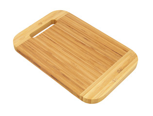 Bamboo cutting board isolated on white background