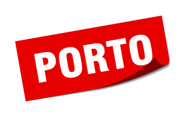 Porto sticker. Porto red square peeler sign