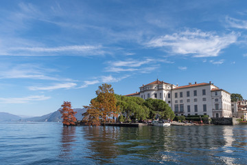 Fototapeta na wymiar Borromeo Palace on Bella island, Maggiore lake, Italy