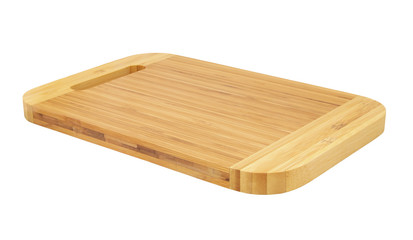 New bamboo cutting board isolated on white