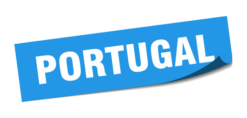 Portugal sticker. Portugal blue square peeler sign