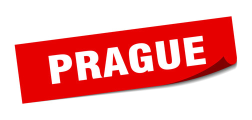 Prague sticker. Prague red square peeler sign