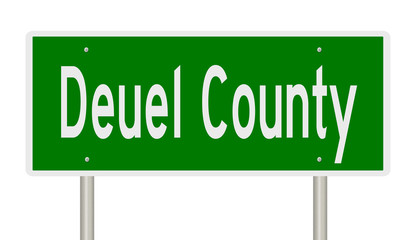 Rendering of a green 3d highway sign for Deuel County