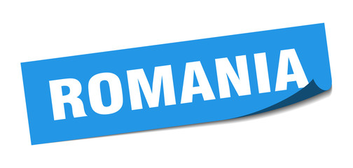 Romania sticker. Romania blue square peeler sign