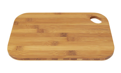Bamboo chopping board isolated on white