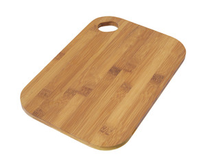 Bamboo cutting board isolated on white
