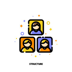 Company organizational structure icon for human resources management or business hierarchy concept. Flat filled outline style. Pixel perfect 64x64. Editable stroke