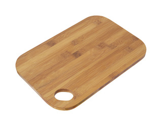 New bamboo chopping board isolated on white background