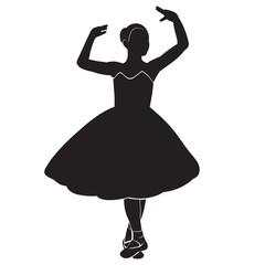 vector, isolated, silhouette with lines of a dancing girl, dance
