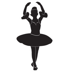 isolated, silhouette with lines of a ballerina of a dancing girl, ballet
