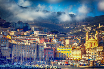 Bastia, a beautiful city on the island of Corsica, France, a view of the historic center of the...