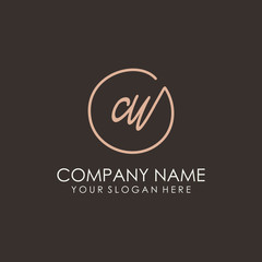 CU initials signature logo. Handwritten vector logo template connected to a circle. Hand drawn Calligraphy lettering Vector illustration.