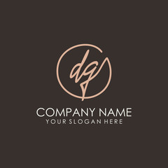 DG initials signature logo. Handwritten vector logo template connected to a circle. Hand drawn Calligraphy lettering Vector illustration.