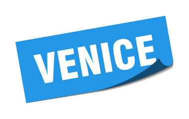 Venice sticker. Venice blue square peeler sign