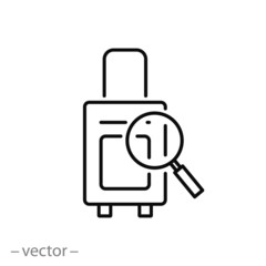 baggage inspection icon, customs revision, thin line web symbol on white background - editable stroke vector illustration eps 10