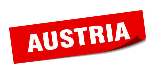 Austria sticker. Austria red square peeler sign