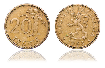 Coin 20 pennies. Finland. 1963