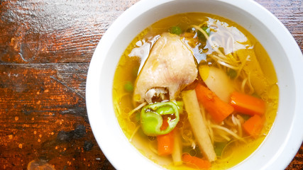 Soup on a restaurant table