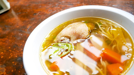 Soup on a restaurant table