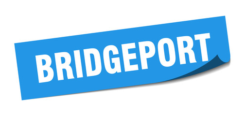 Bridgeport sticker. Bridgeport blue square peeler sign