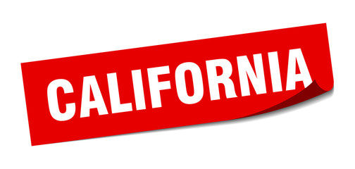 California sticker. California red square peeler sign