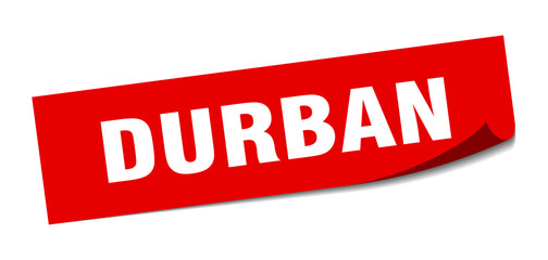 Durban sticker. Durban red square peeler sign
