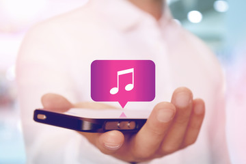 スマホとミュージックアプリアイコン Smartphone and music application icon