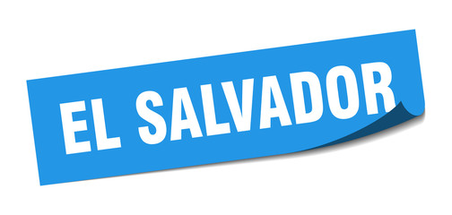 El Salvador sticker. El Salvador blue square peeler sign