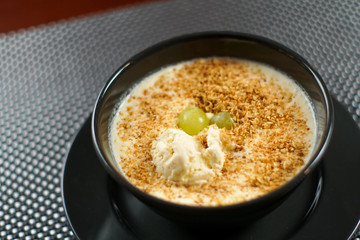 Soup on a restaurant table