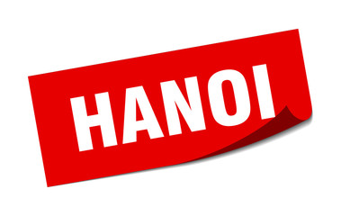 Hanoi sticker. Hanoi red square peeler sign