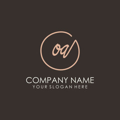 OA initials signature logo. Handwritten vector logo template connected to a circle. Hand drawn Calligraphy lettering Vector illustration.