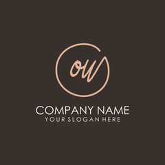OU initials signature logo. Handwritten vector logo template connected to a circle. Hand drawn Calligraphy lettering Vector illustration.