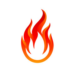 Flame Icon. Fire Spurts Logotype or Hot Burn Symbol. Warning About the Fire Danger Fire Attention Icon, Spicy Food Sign. Danger Warning Logo on White Background